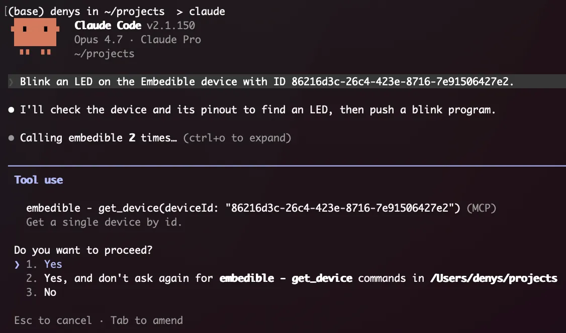 Drive hardware from your coding agent